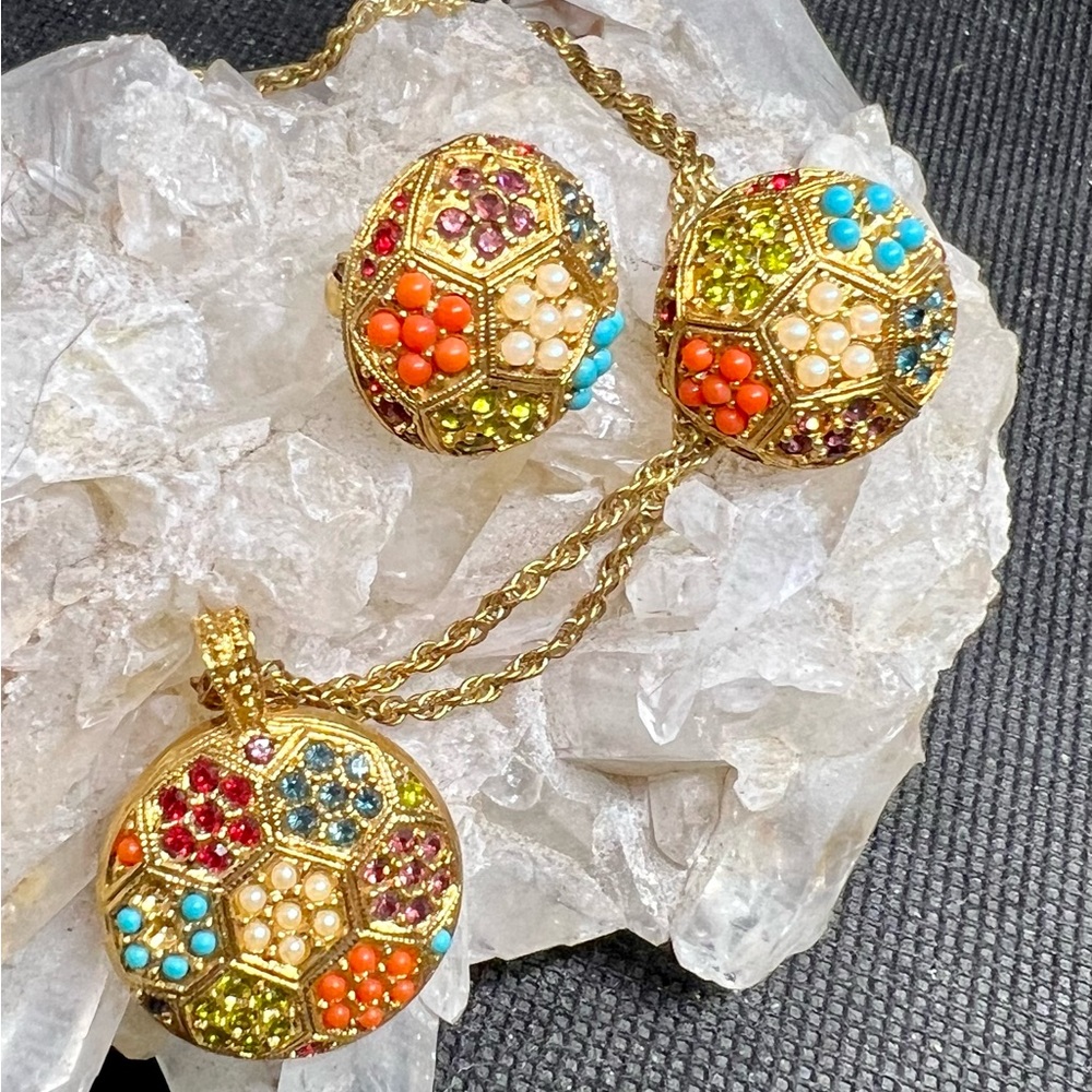 Vtg 1980's D'Orlan's "Buried Treasure" Collection Necklace & Earrings